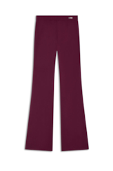 Calça Scuba Crepe Flare Long Bordeaux