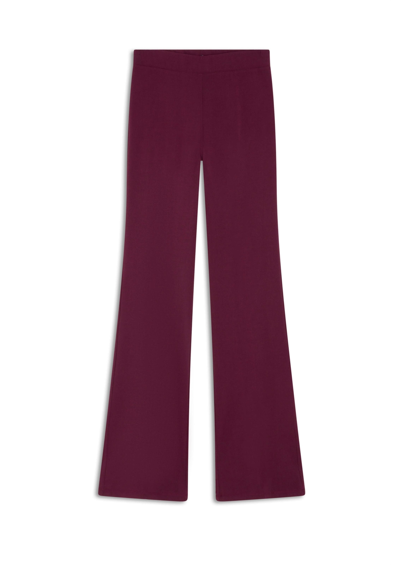 Calça Scuba Crepe Flare Long Bordeaux
