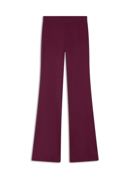Calça Scuba Crepe Flare Long Bordeaux