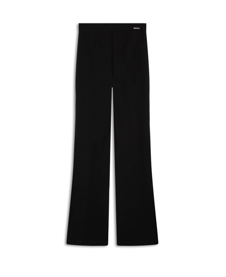 Calça Scuba Crepe Flare Long Preto