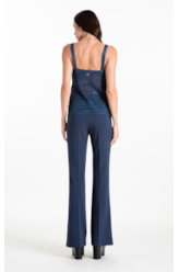 Calça Scuba Crepe Long Flare Marinho