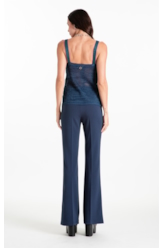 Calça Scuba Crepe Long Flare Marinho