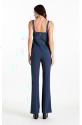 Calça Scuba Crepe Long Flare Marinho