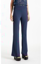 Calça Scuba Crepe Long Flare Marinho