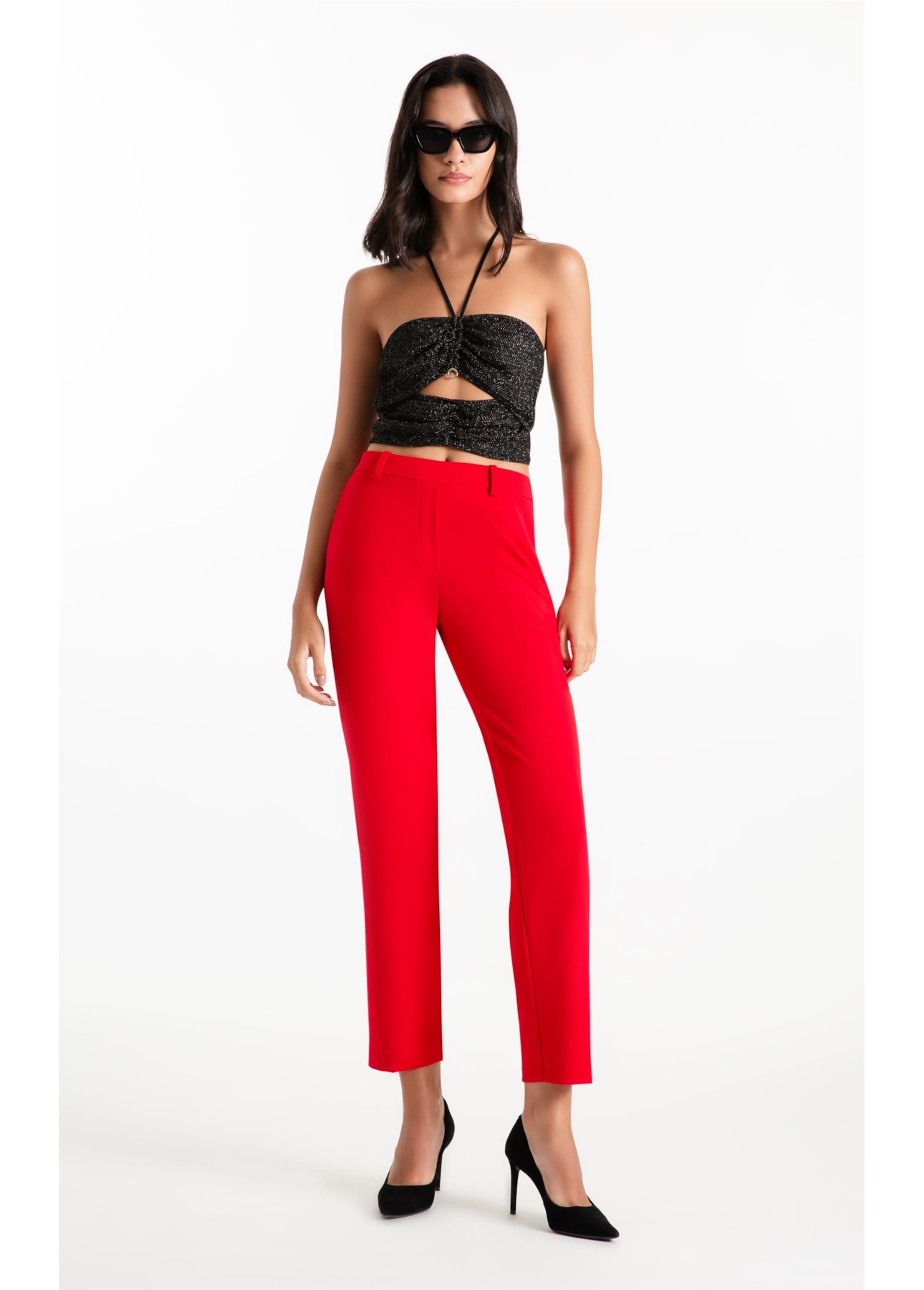 Calça Scuba Crepe Trapezio Vermelho