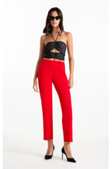 Calça Scuba Crepe Trapezio Vermelho