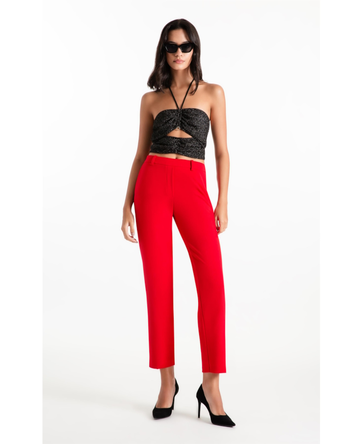 Calça Scuba Crepe Trapezio Vermelho