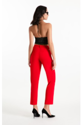 Calça Scuba Crepe Trapezio Vermelho