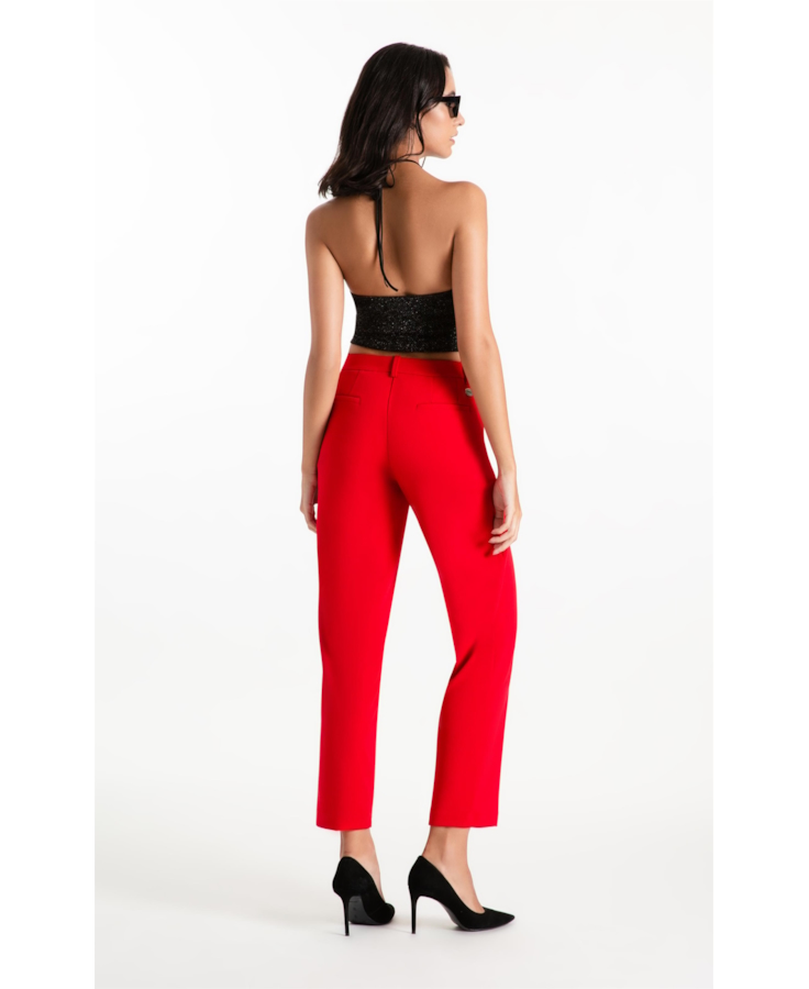 Calça Scuba Crepe Trapezio Vermelho