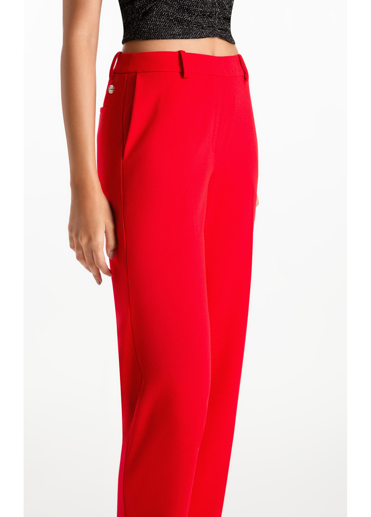 Calça Scuba Crepe Trapezio Vermelho