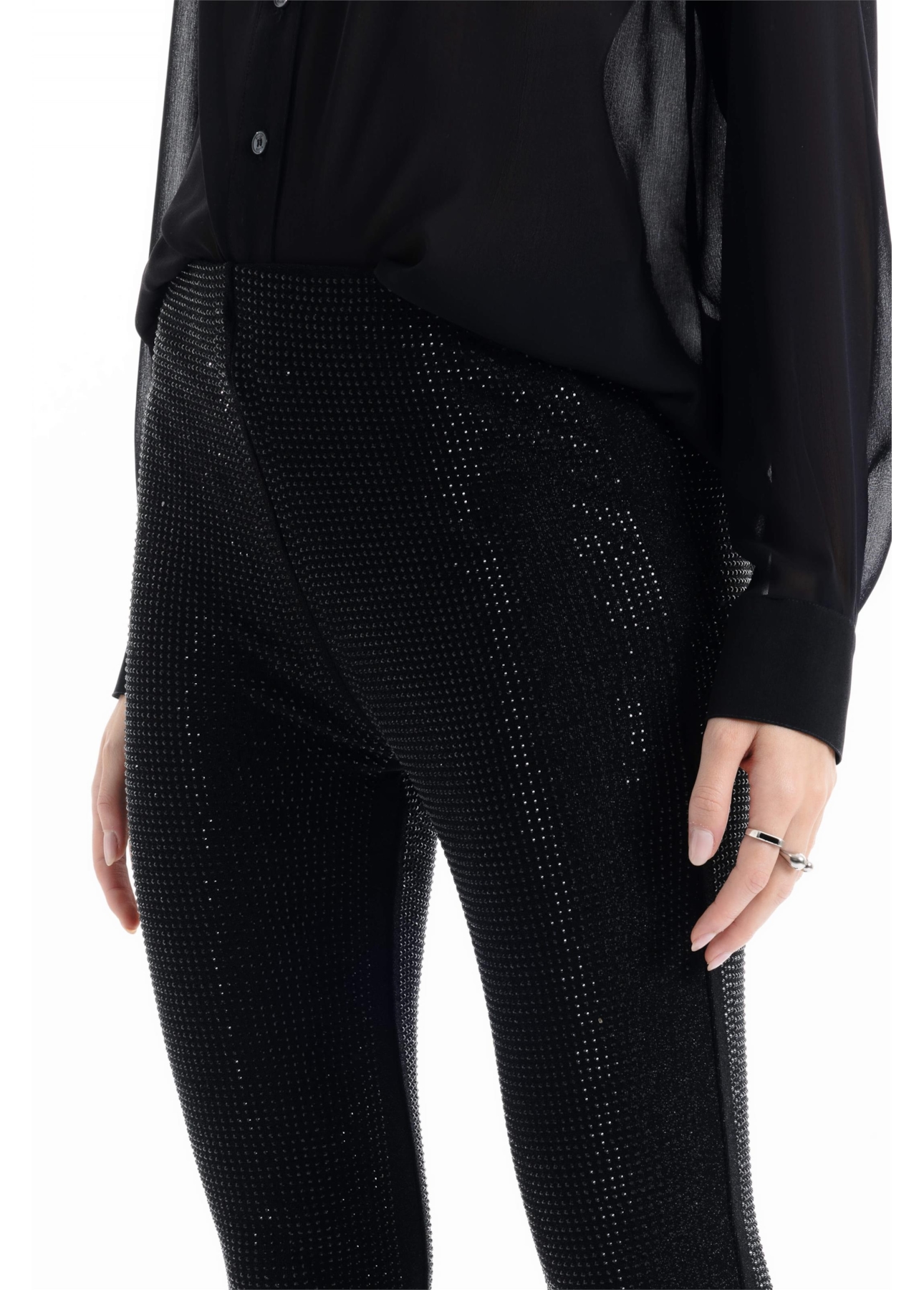 Calça Shine Hotfix Bailarina Preto