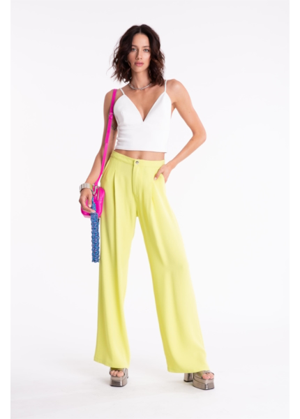 Calça Soft Crepe Pantaloon Amarelo Limao