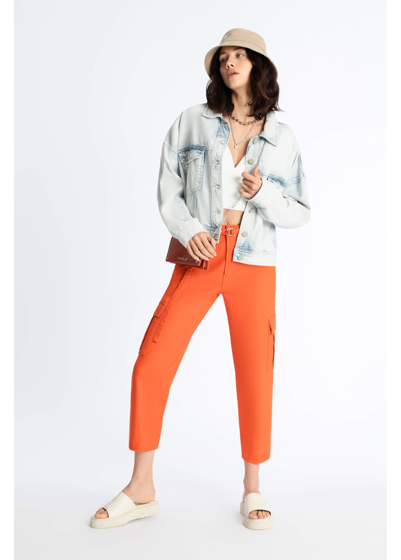 Calça Spandex Cargo Laranja