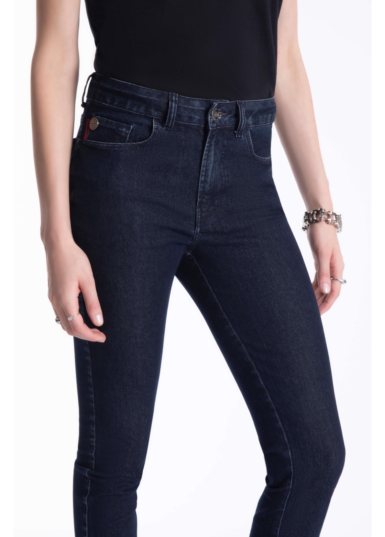 Calça Sprouting Hiper Skinny Lav.Escuro C/ Grampos