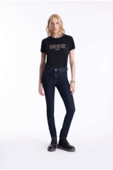 Calça Sprouting Hiper Skinny Lav.Escuro C/ Grampos