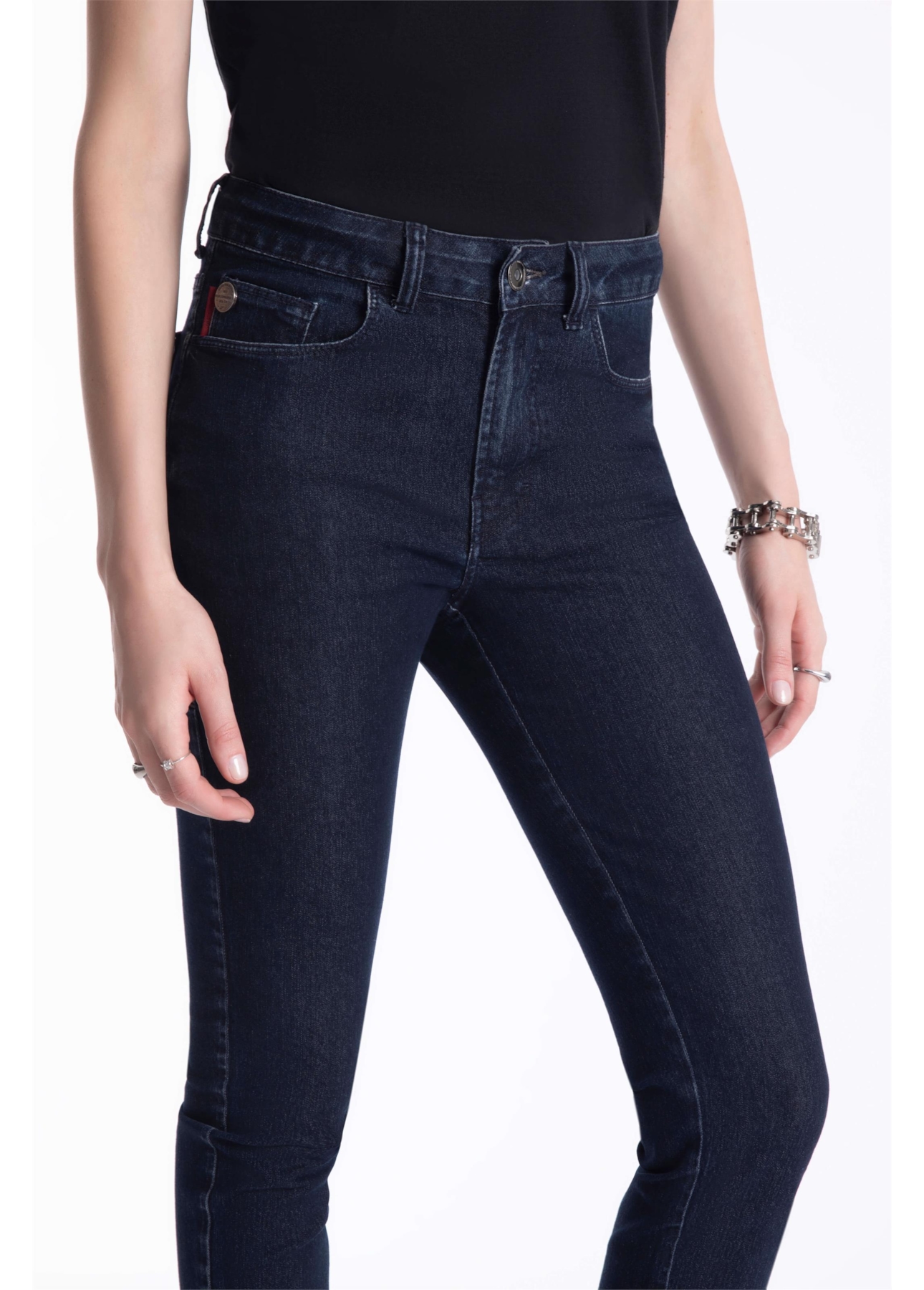 Calça Sprouting Hiper Skinny Lav.Escuro C/ Grampos