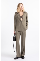 Calça Stella Cross-Over Button Straigh Verde Militar