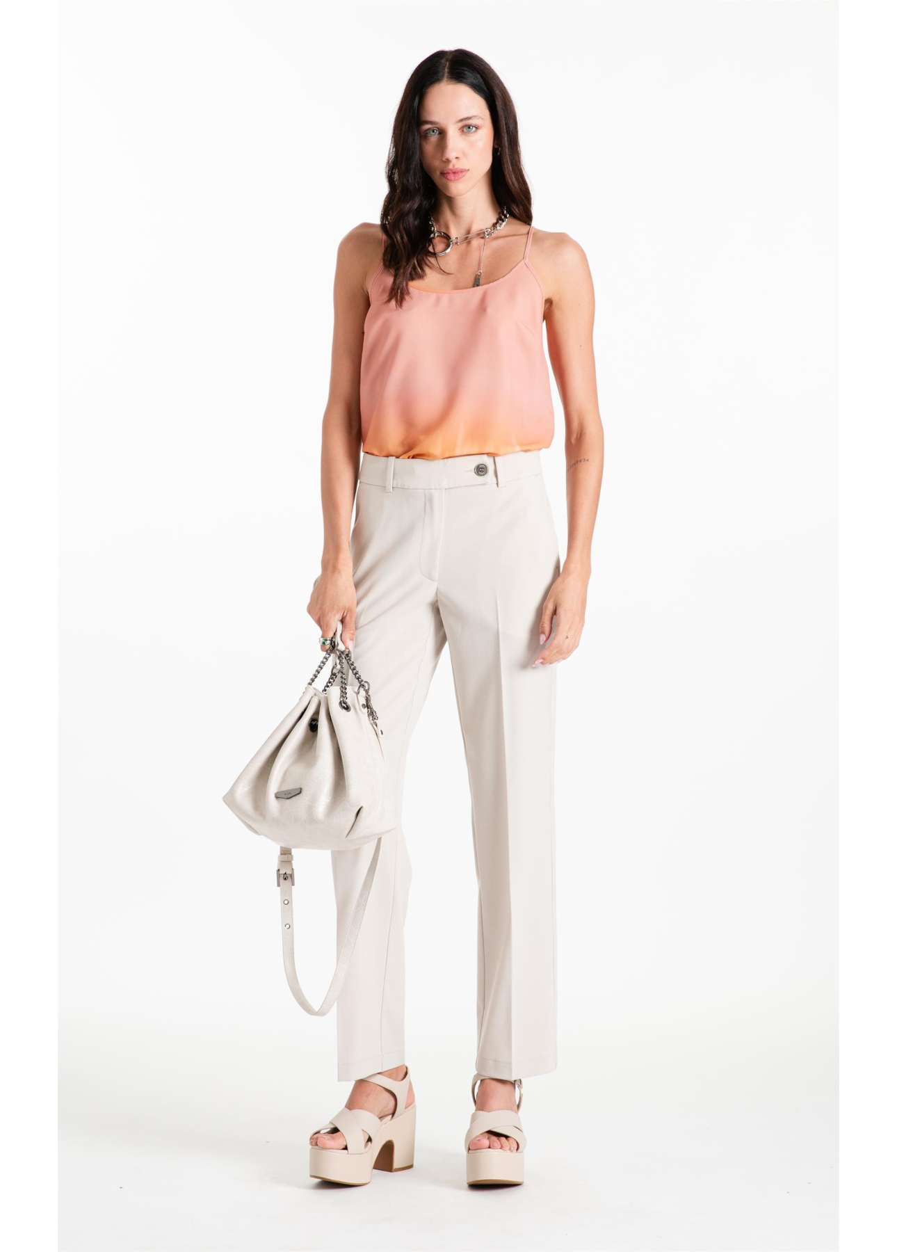 Calça Tailoring Slim b Faca Buttons Areia