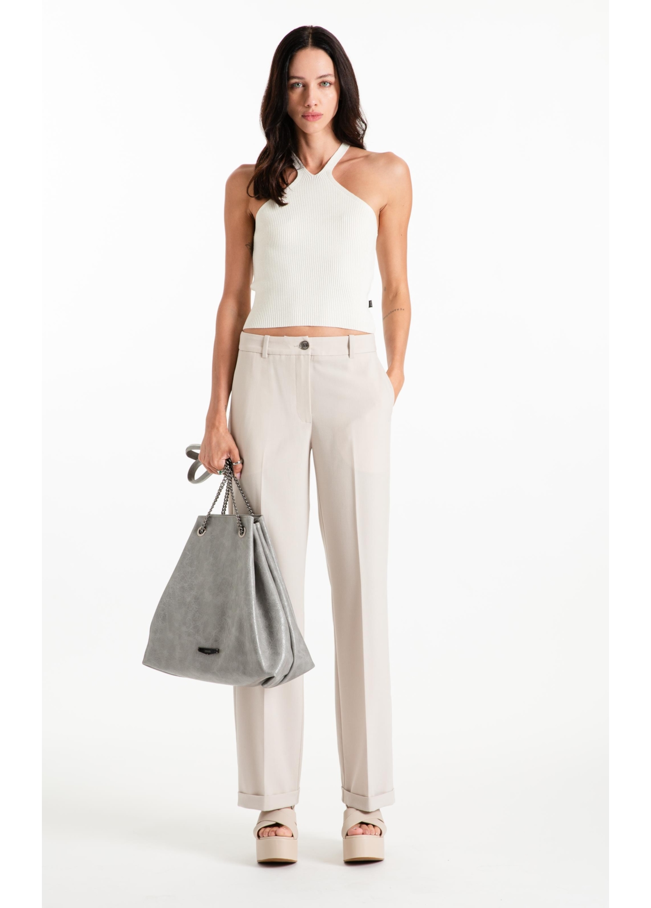 Calça Tailoring Straight Barra Italiana Areia