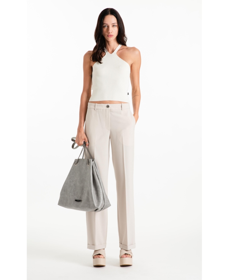 Calça Tailoring Straight Barra Italiana Areia