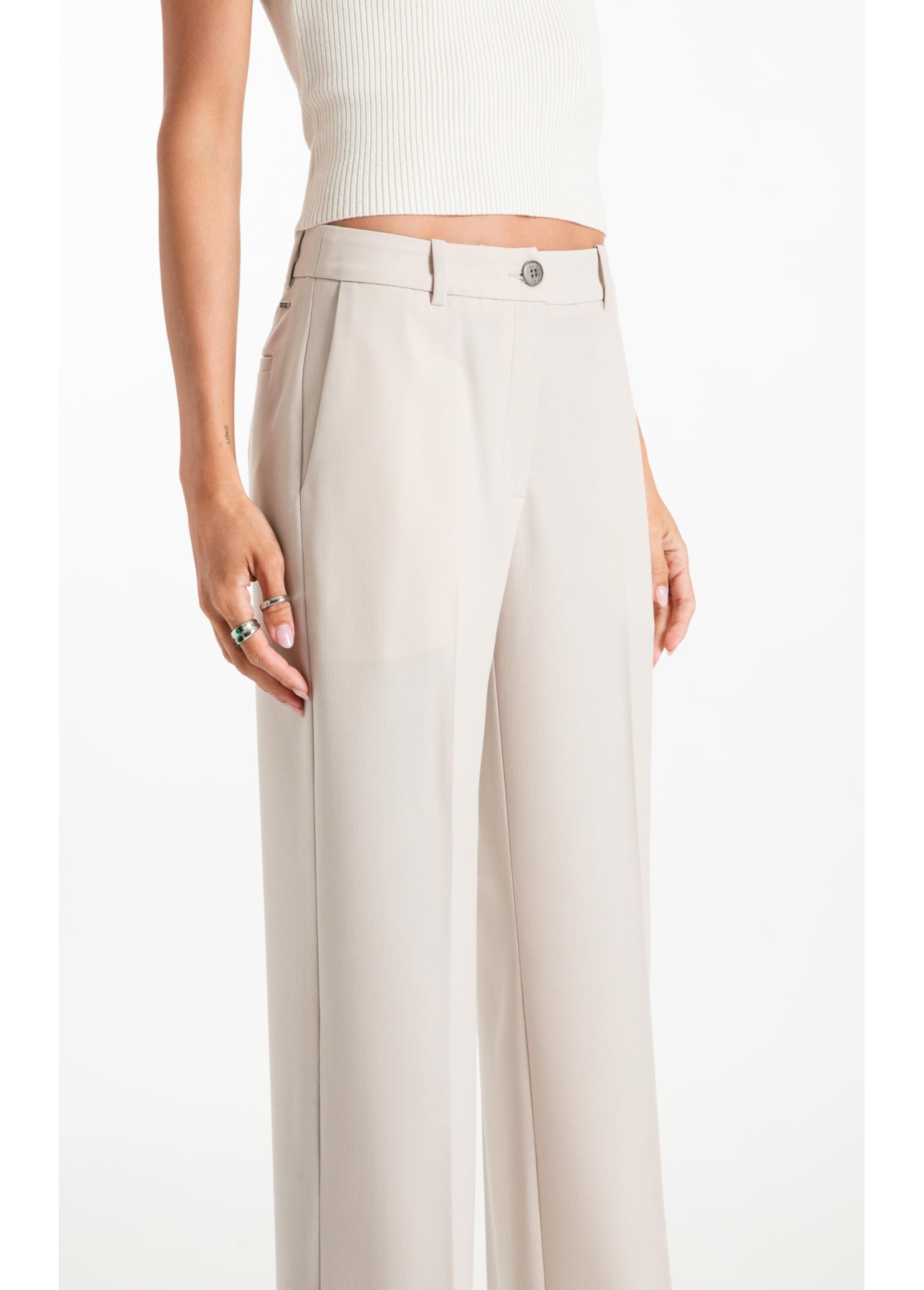 Calça Tailoring Straight Barra Italiana Areia