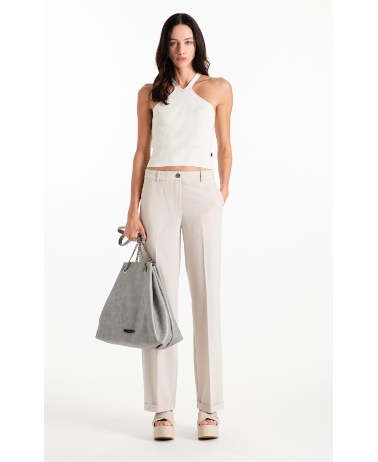 Calça Tailoring Straight Barra Italiana Areia