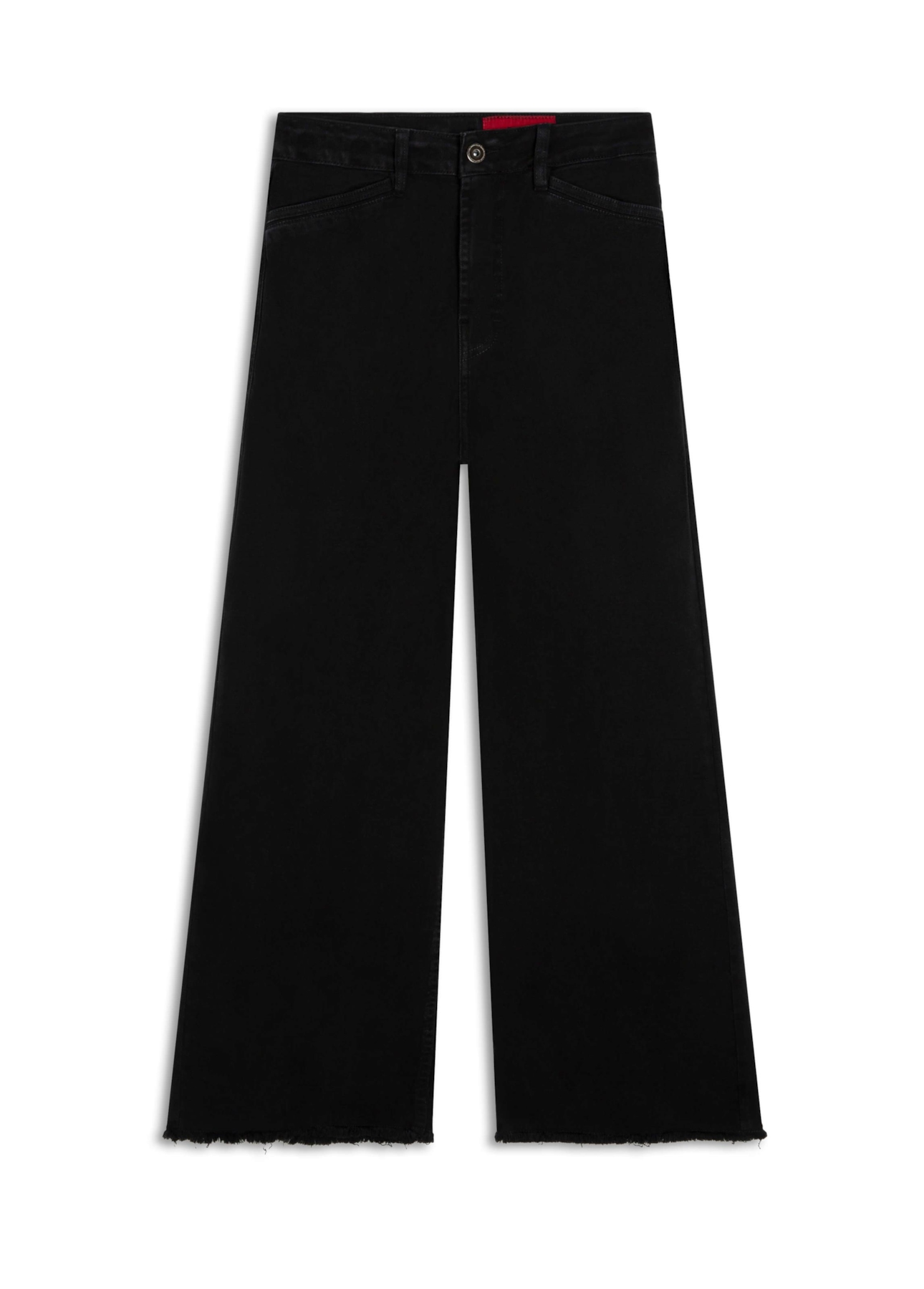 Calça Vintade Demim Color Wide Leg Cropped Preto