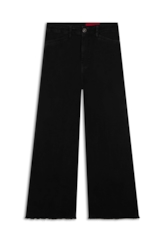 Calça Vintade Demim Color Wide Leg Cropped Preto