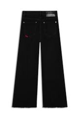 Calça Vintade Demim Color Wide Leg Cropped Preto