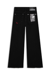 Calça Vintade Demim Color Wide Leg Cropped Preto