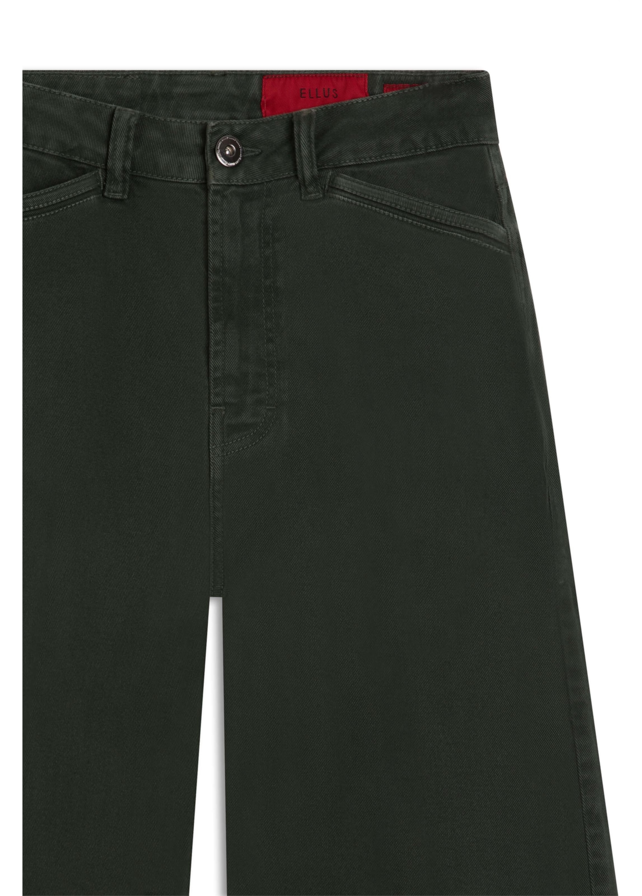Calça Vintade Demim Color Wide Leg Cropped Verde Militar