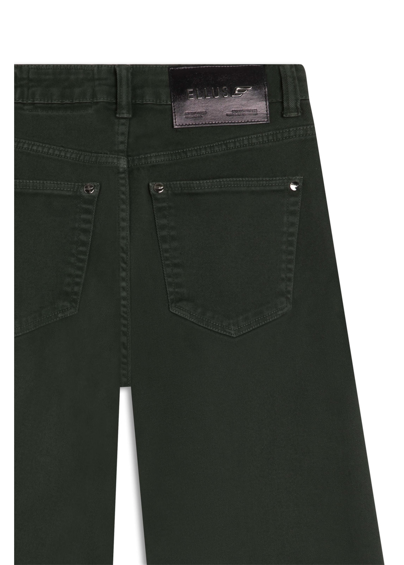 Calça Vintade Demim Color Wide Leg Cropped Verde Militar