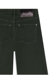 Calça Vintade Demim Color Wide Leg Cropped Verde Militar