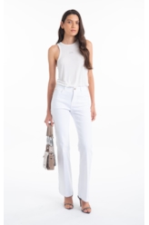 Calça Vintage Denim Color Flare 5 Pockets Branco