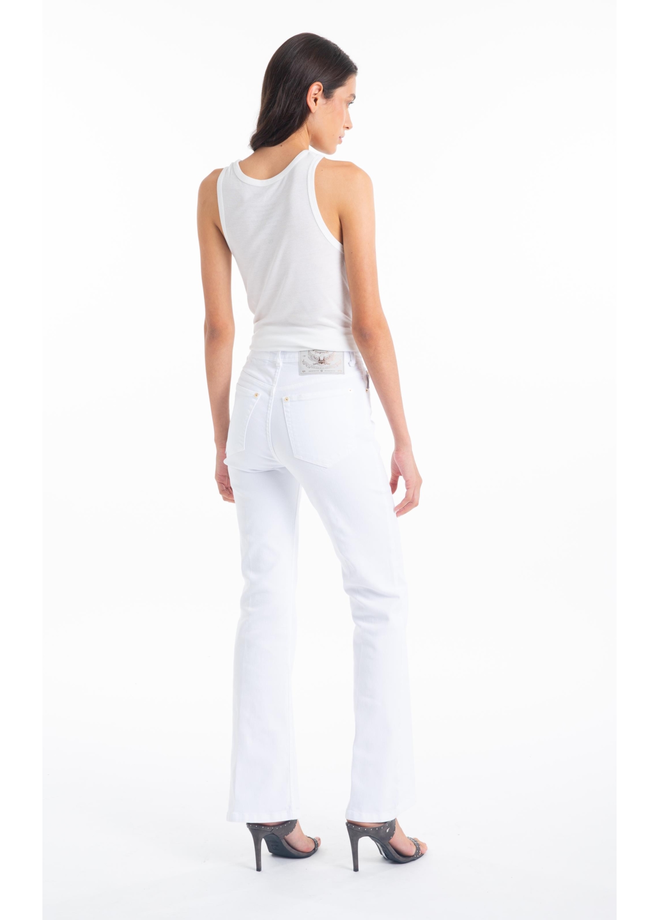 Calça Vintage Denim Color Flare 5 Pockets Branco