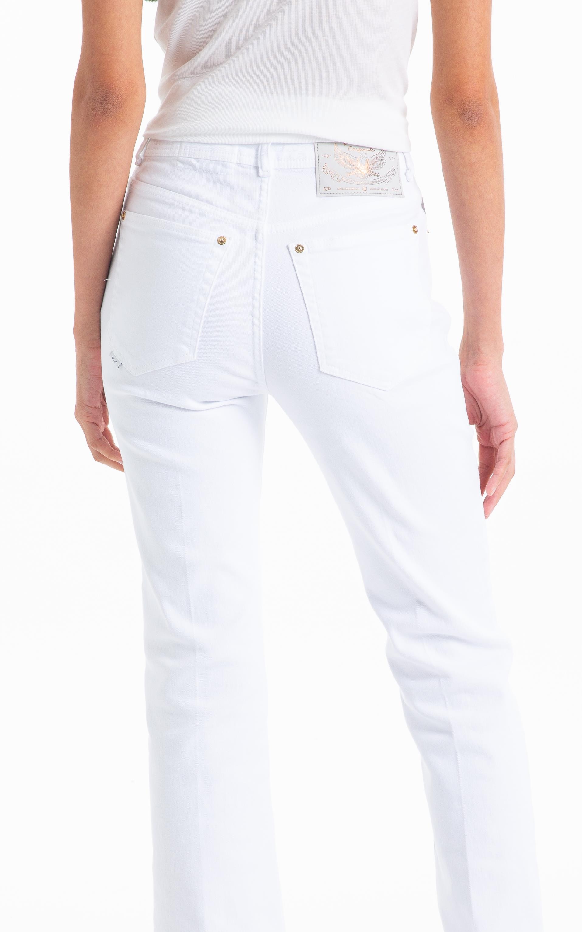 Calça Vintage Denim Color Flare 5 Pockets Branco