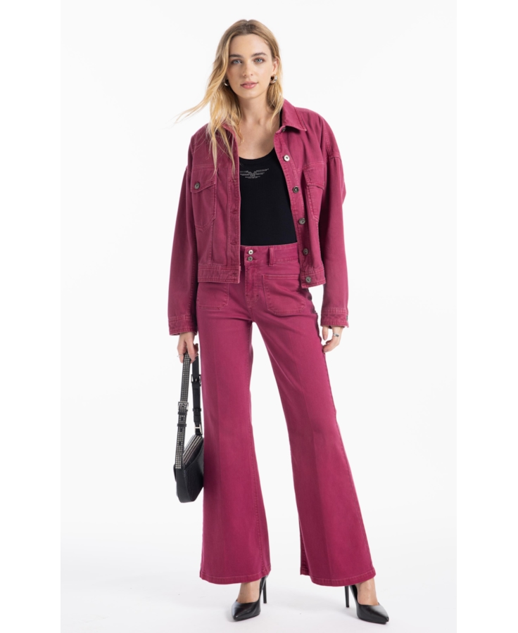 Calça Vintage Denim Color Flare Magenta