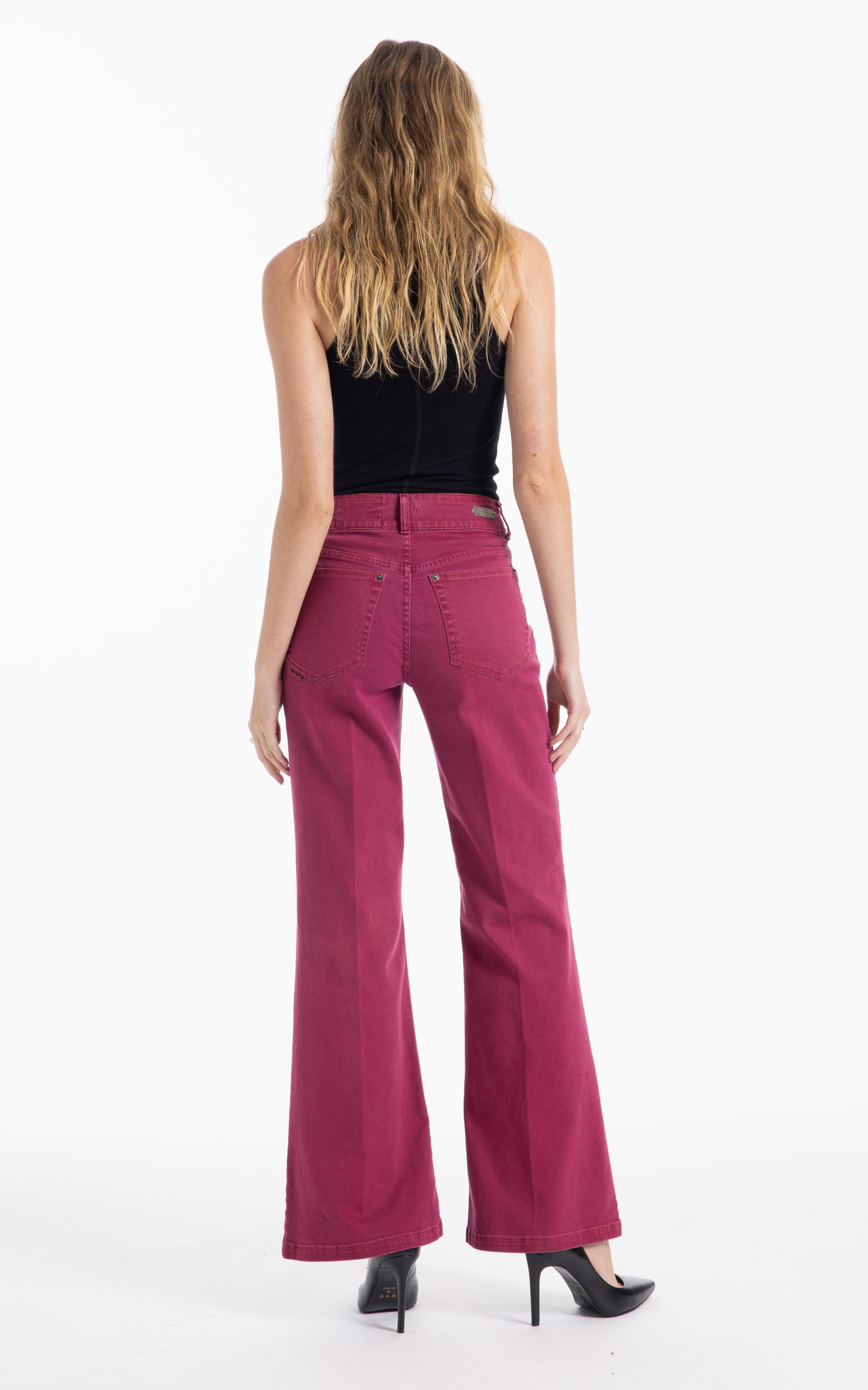 パンツ MERTRA DENIM PINK Calça Vintage Denim Color Flare Magenta