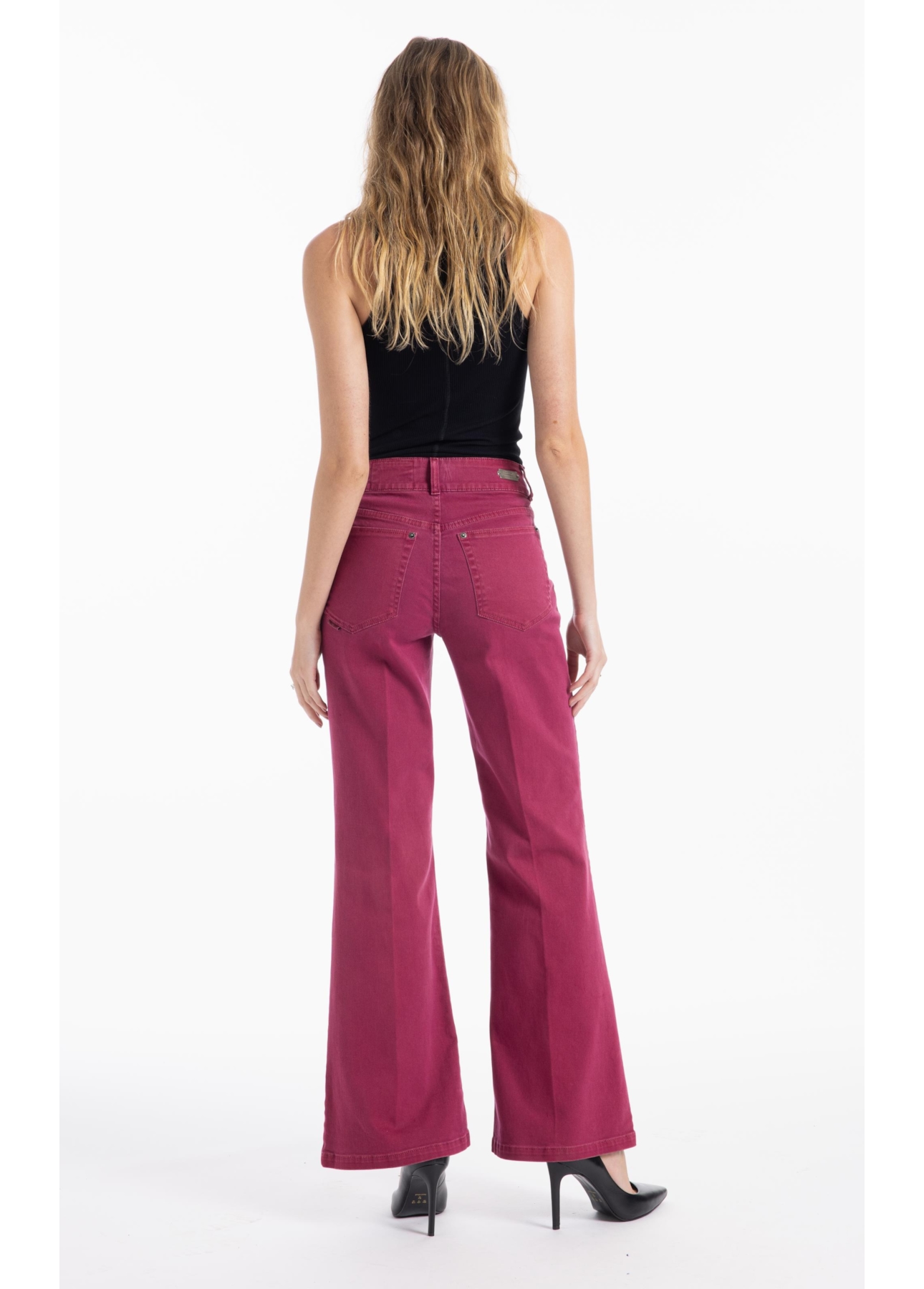 Calça Vintage Denim Color Flare Magenta