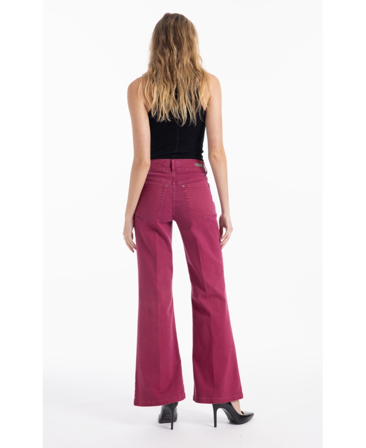 Calça Vintage Denim Color Flare Magenta