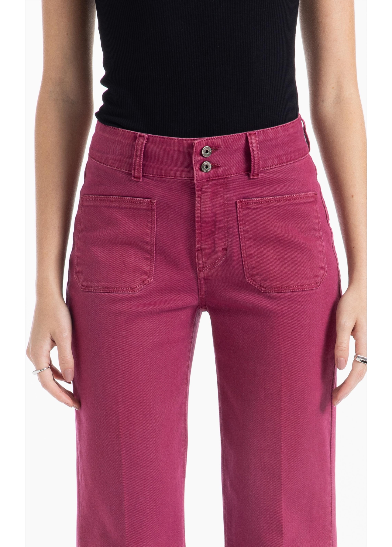 Calça Vintage Denim Color Flare Magenta