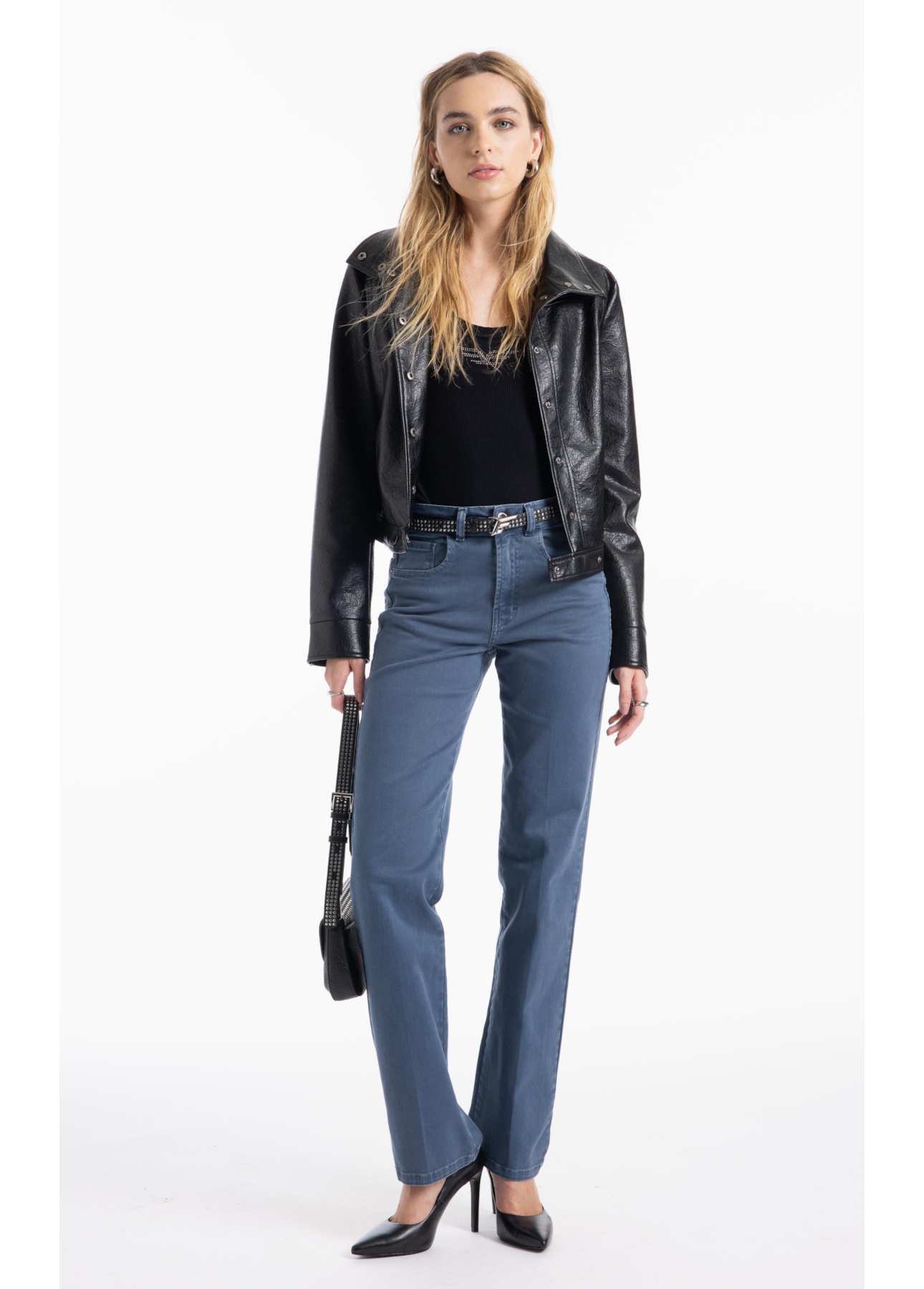 Calça Vintage Denim Color Gisele Azul Carbono