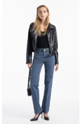 Calça Vintage Denim Color Gisele Azul Carbono