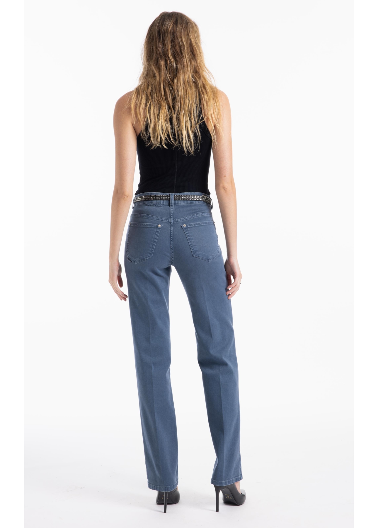 Calça Vintage Denim Color Gisele Azul Carbono