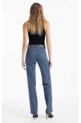 Calça Vintage Denim Color Gisele Azul Carbono