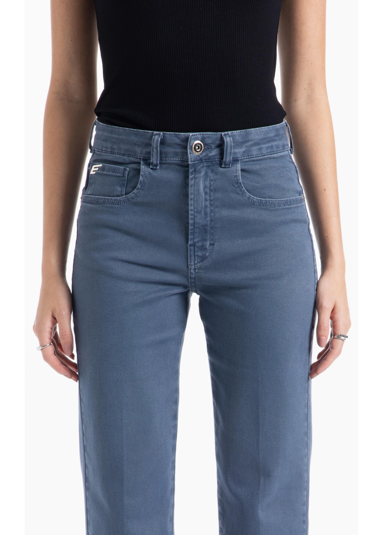 Calça Vintage Denim Color Gisele Azul Carbono