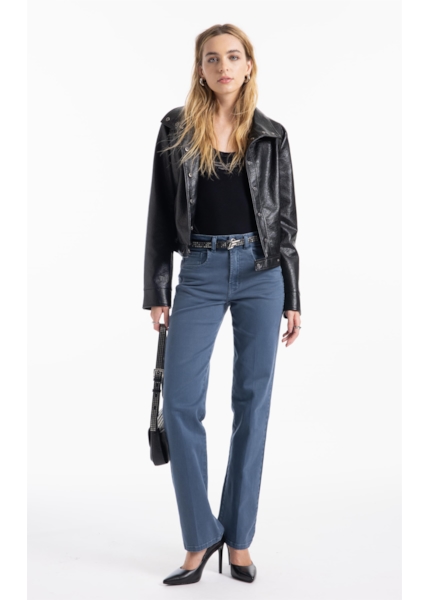 Calça Vintage Denim Color Gisele Azul Carbono