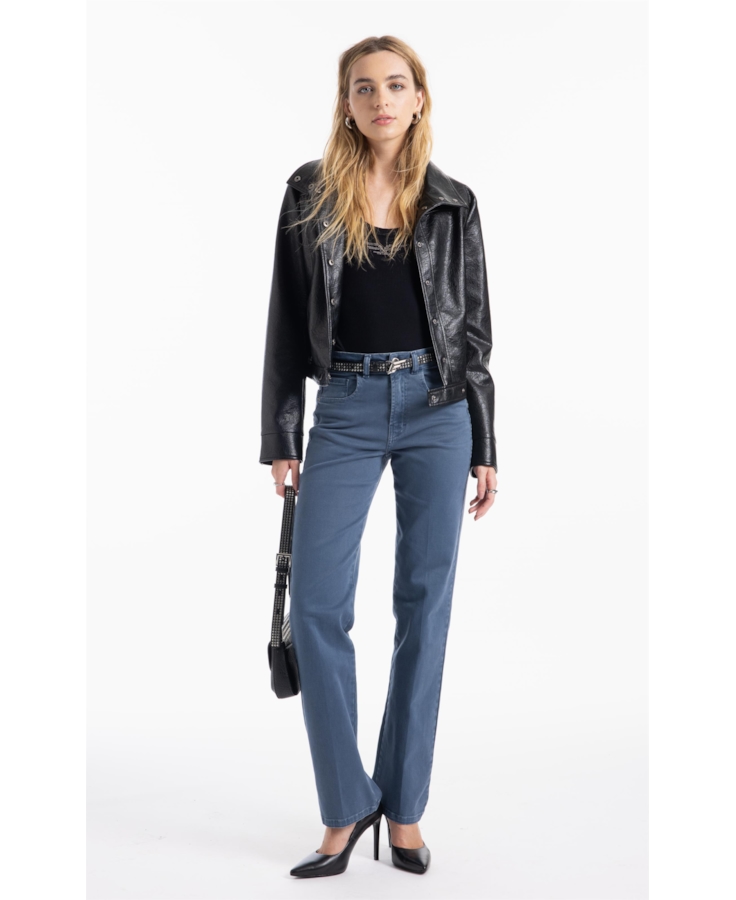 Calça Vintage Denim Color Gisele Azul Carbono