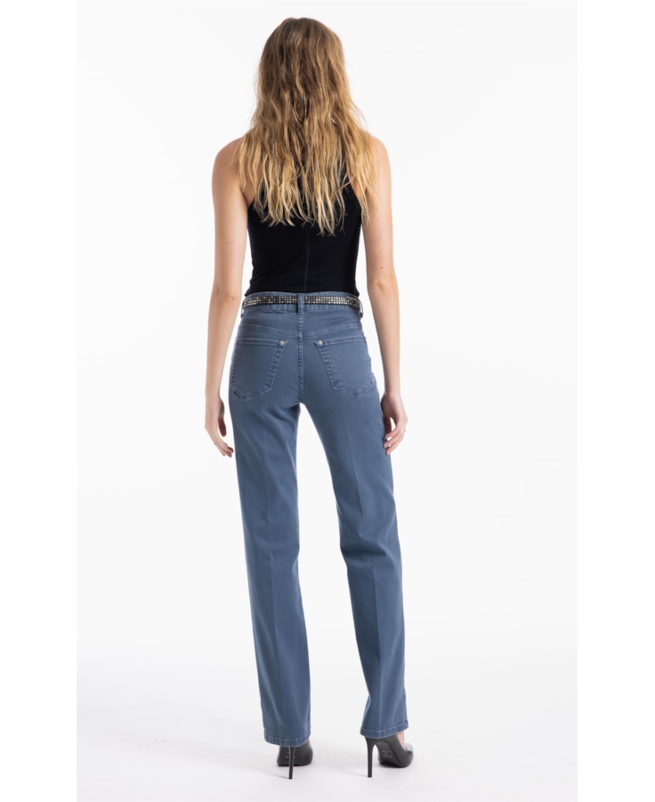 Calça Vintage Denim Color Gisele Azul Carbono