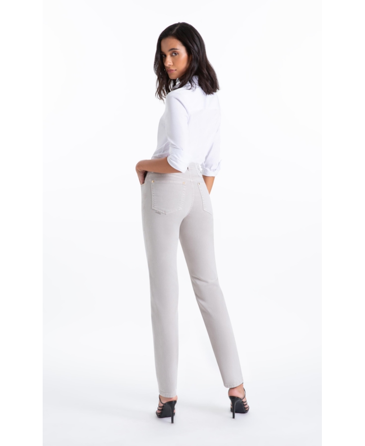 Calça Vintage Denim Color Gisele Reta 5 Pock Silver